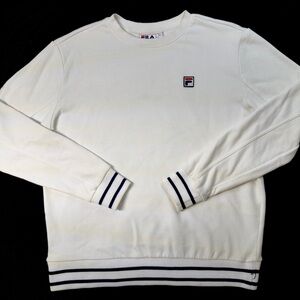 FILA Sweater Terry Crewneck Adult Men’s Size L White Pullover Long Sleeve